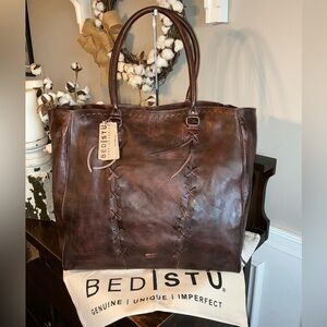 NWT Bed Stu Rebekah Shoulder Travel Weekend Bag XL Tote Teak Dip Dyed MSRP $520